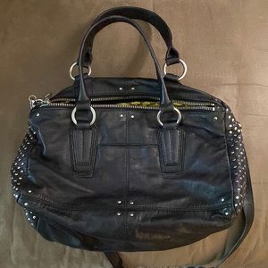 Black leather Silver studded Oryany handbag